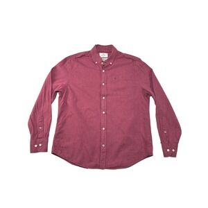 Old Khaki Mens Berry Red Linen Cotton Blend Button Down Shirt Regular Fit Large